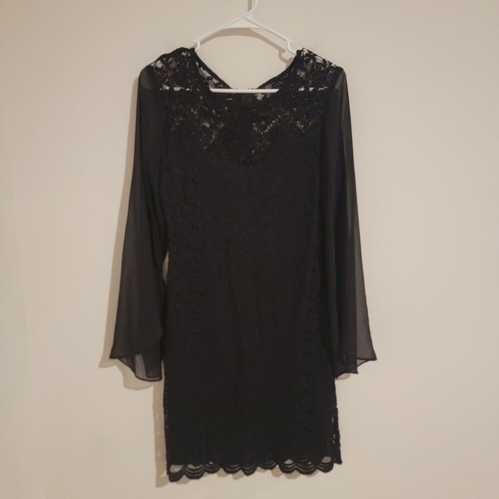 Vintage Connected Apparel Size 6 Dress Knee Length Scalloped Black Witchy Goth